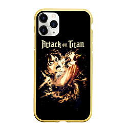 Чехол iPhone 11 Pro матовый Атака на титанов, цвет: 3D-желтый