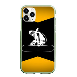 Чехол iPhone 11 Pro матовый Сноубордист, цвет: 3D-салатовый