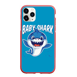 Чехол iPhone 11 Pro матовый Baby Shark, цвет: 3D-красный