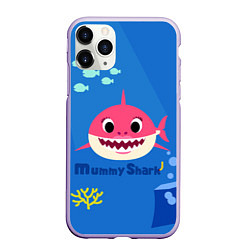 Чехол iPhone 11 Pro матовый Mummy shark, цвет: 3D-светло-сиреневый