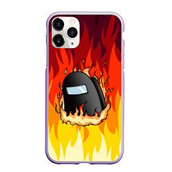 Чехол iPhone 11 Pro матовый Among Us Fire Z, цвет: 3D-светло-сиреневый