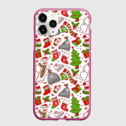 Чехол iPhone 11 Pro матовый Новогодний фон