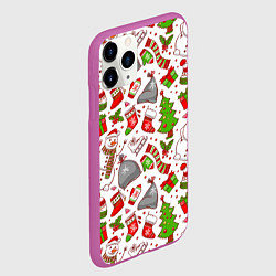 Чехол iPhone 11 Pro матовый Новогодний фон, цвет: 3D-фиолетовый — фото 2
