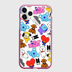 Чехол iPhone 11 Pro матовый BTS BT21, цвет: 3D-малиновый