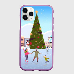 Чехол iPhone 11 Pro матовый Новогодний каток