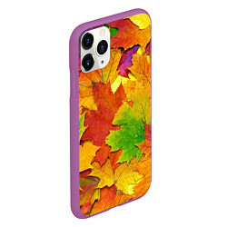 Чехол iPhone 11 Pro матовый Осенние листья, цвет: 3D-фиолетовый — фото 2