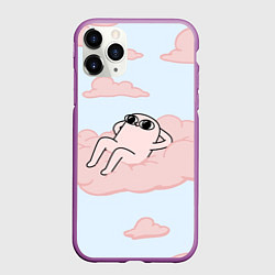 Чехол iPhone 11 Pro матовый Мем, цвет: 3D-фиолетовый