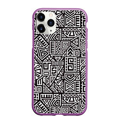 Чехол iPhone 11 Pro матовый Геометрия, цвет: 3D-фиолетовый