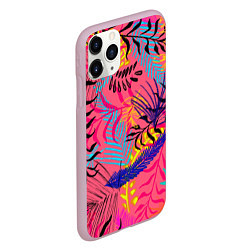 Чехол iPhone 11 Pro матовый Листья, цвет: 3D-розовый — фото 2