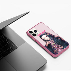 Чехол iPhone 11 Pro матовый Nezuko, цвет: 3D-малиновый — фото 2