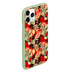 Чехол iPhone 11 Pro матовый Осенние листья, цвет: 3D-салатовый — фото 2