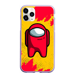Чехол iPhone 11 Pro матовый AMONG US - КРАСНЫЙ, цвет: 3D-светло-сиреневый