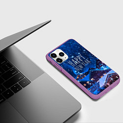Чехол iPhone 11 Pro матовый Happy New Year, цвет: 3D-фиолетовый — фото 2