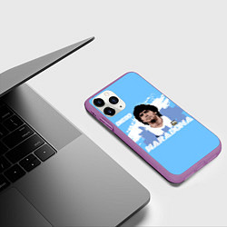 Чехол iPhone 11 Pro матовый Диего Марадона, цвет: 3D-фиолетовый — фото 2