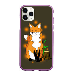 Чехол iPhone 11 Pro матовый Лиса в лесу, цвет: 3D-фиолетовый