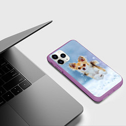 Чехол iPhone 11 Pro матовый Чихуахуа в снегу, цвет: 3D-фиолетовый — фото 2