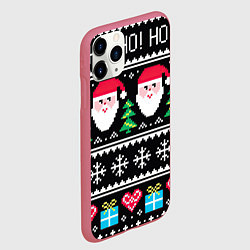 Чехол iPhone 11 Pro матовый Ho! Ho! Ho!, цвет: 3D-малиновый — фото 2