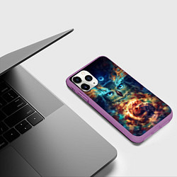 Чехол iPhone 11 Pro матовый Сова Космос, цвет: 3D-фиолетовый — фото 2
