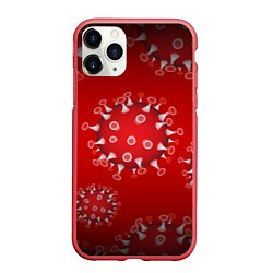 Чехол iPhone 11 Pro матовый Вирусяка, цвет: 3D-красный