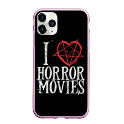 Чехол iPhone 11 Pro матовый I Love Horror Movies, цвет: 3D-розовый