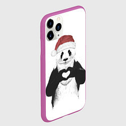 Чехол iPhone 11 Pro матовый Панда Клаус, цвет: 3D-фиолетовый — фото 2