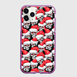 Чехол iPhone 11 Pro матовый Деды морозы черепа, цвет: 3D-фиолетовый
