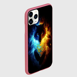Чехол iPhone 11 Pro матовый Волки в огне, цвет: 3D-малиновый — фото 2