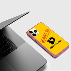 Чехол iPhone 11 Pro матовый Dont Panic covid-19, цвет: 3D-малиновый — фото 2