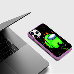 Чехол iPhone 11 Pro матовый AMONG US - FORTNITE REX, цвет: 3D-фиолетовый — фото 2
