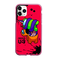 Чехол iPhone 11 Pro матовый AMONG US - ORANGE & GREEN