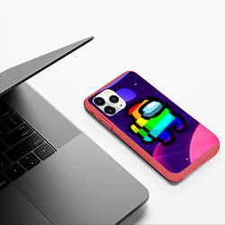 Чехол iPhone 11 Pro матовый AMONG US - RAINBOW SPACE, цвет: 3D-красный — фото 2