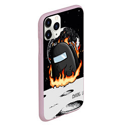 Чехол iPhone 11 Pro матовый Among Us fire, цвет: 3D-розовый — фото 2