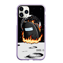 Чехол iPhone 11 Pro матовый Among Us fire, цвет: 3D-светло-сиреневый