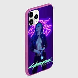 Чехол iPhone 11 Pro матовый Cyberpunk 2077 V, цвет: 3D-фиолетовый — фото 2