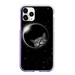 Чехол iPhone 11 Pro матовый Кот в Космосе, цвет: 3D-светло-сиреневый