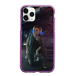 Чехол iPhone 11 Pro матовый Cyberpunk 2077, цвет: 3D-фиолетовый