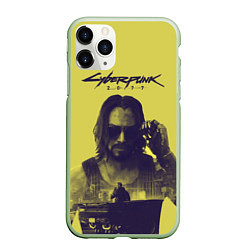 Чехол iPhone 11 Pro матовый Cyberpunk 2077, цвет: 3D-салатовый