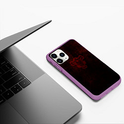 Чехол iPhone 11 Pro матовый Черный клевер, цвет: 3D-фиолетовый — фото 2