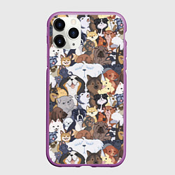 Чехол iPhone 11 Pro матовый Dogs, цвет: 3D-фиолетовый