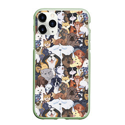 Чехол iPhone 11 Pro матовый Dogs, цвет: 3D-салатовый