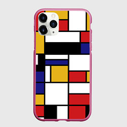 Чехол iPhone 11 Pro матовый Color blocking, цвет: 3D-малиновый