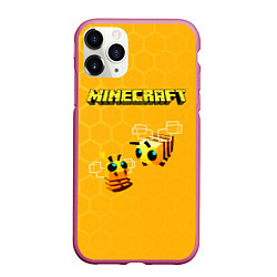 Чехол iPhone 11 Pro матовый Minecraft, цвет: 3D-малиновый