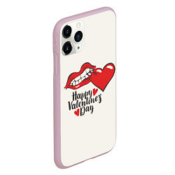 Чехол iPhone 11 Pro матовый Happy Valentines Day, цвет: 3D-розовый — фото 2