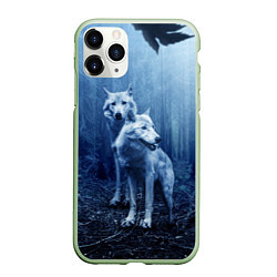 Чехол iPhone 11 Pro матовый Волки, цвет: 3D-салатовый