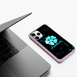 Чехол iPhone 11 Pro матовый Черный клевер, цвет: 3D-розовый — фото 2