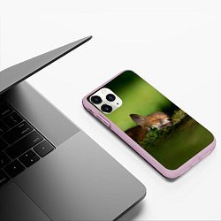 Чехол iPhone 11 Pro матовый Сонный лисенок, цвет: 3D-розовый — фото 2