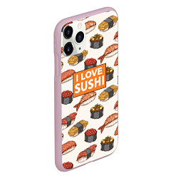 Чехол iPhone 11 Pro матовый I love sushi Я люблю суши, цвет: 3D-розовый — фото 2