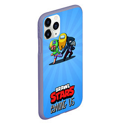 Чехол iPhone 11 Pro матовый Brawl Stars and Among Us, цвет: 3D-серый — фото 2