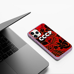 Чехол iPhone 11 Pro матовый СССР хохлома, цвет: 3D-сиреневый — фото 2