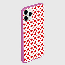Чехол iPhone 11 Pro матовый Сердечки, цвет: 3D-фиолетовый — фото 2